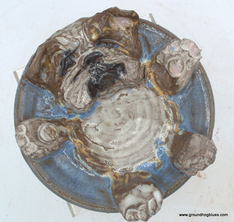 Bulldog Soap Dish Groundhog Blues Pottery
