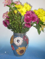 Teal BLue Flower Vase
