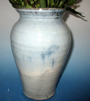 Teal Blue over Cream Vase Large