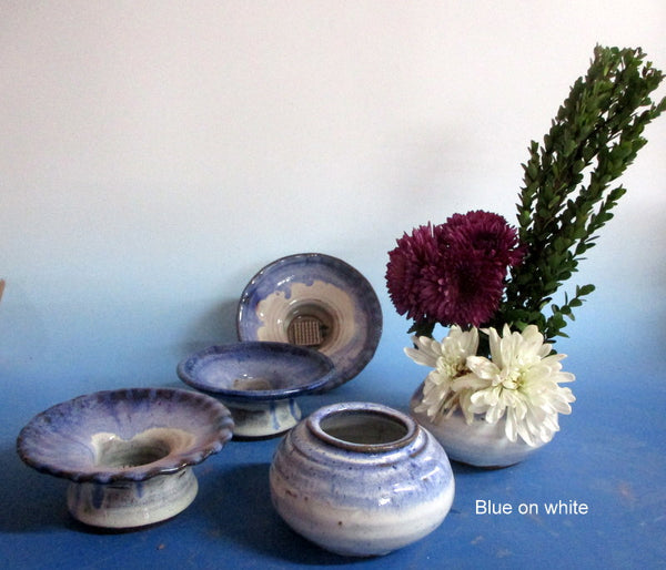 Ikebana Blue over White Flared Shape