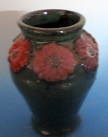Earth Green with Sculpted Flowers Vase