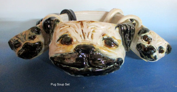 Pug Bowl Set with 4 puglet cups
