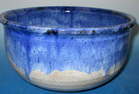 Very Large Cobalt Blue over White Bread Bowl