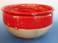 Red over White Large Serving Bowl